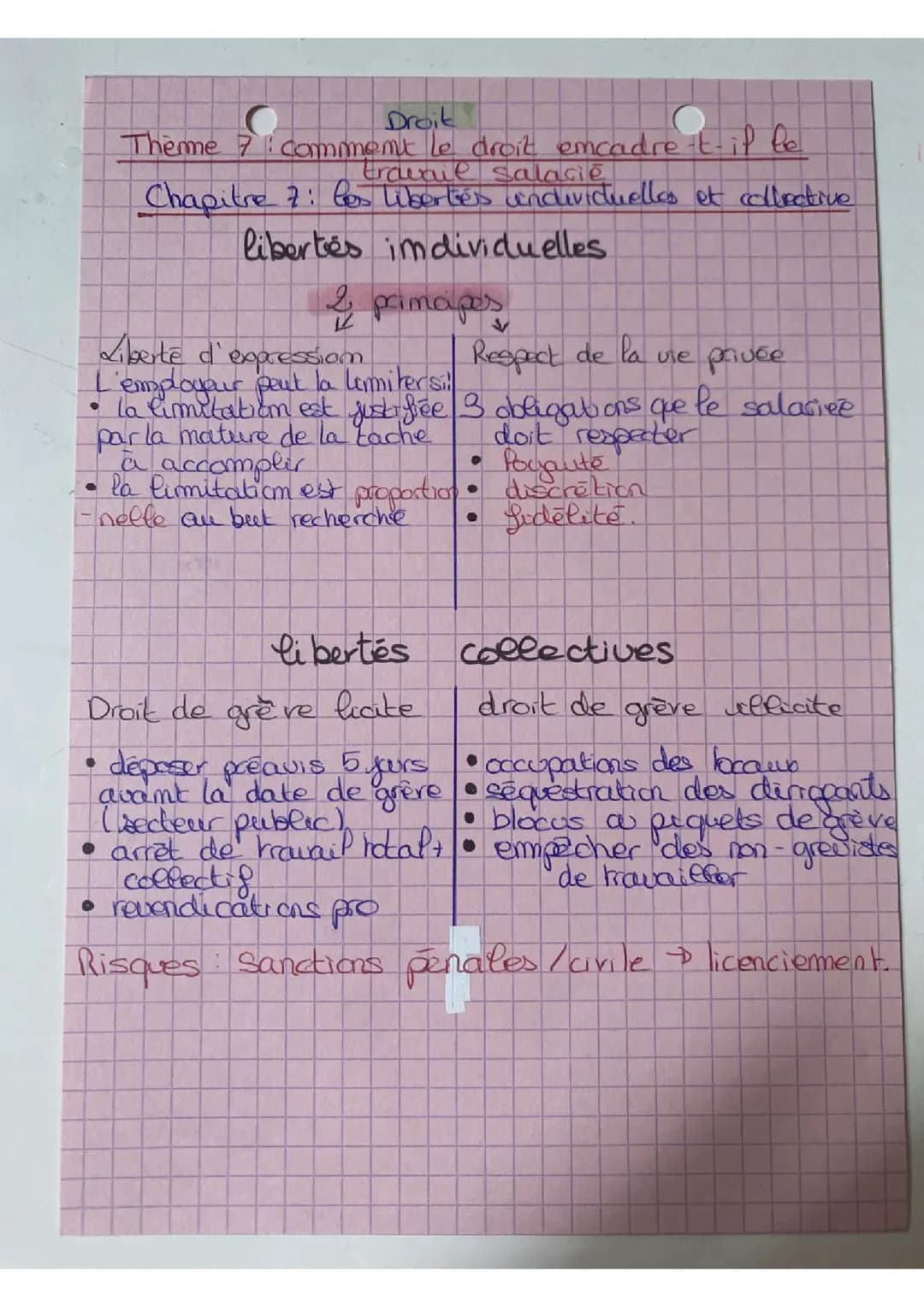 Chapitre 7 : les libertés individuelles et collectives. 
