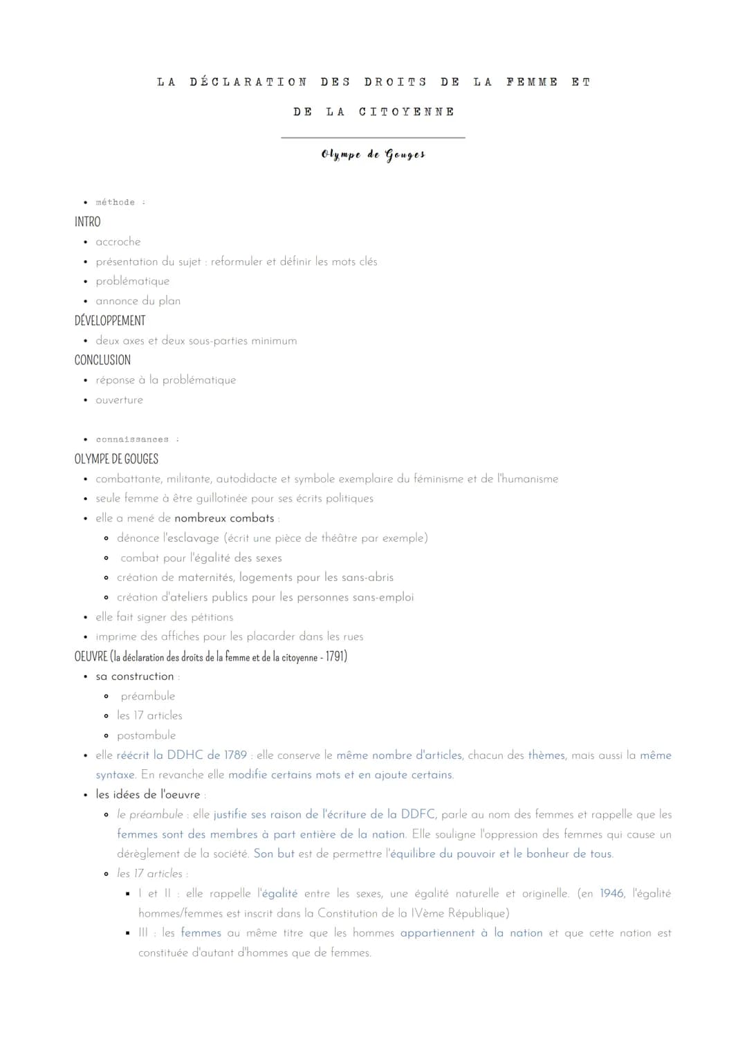
<h2 id="introduction">Introduction</h2>
<p>Dans cette dissertation, nous allons examiner la vie et l'œuvre d'Olympe de Gouges, une figure e