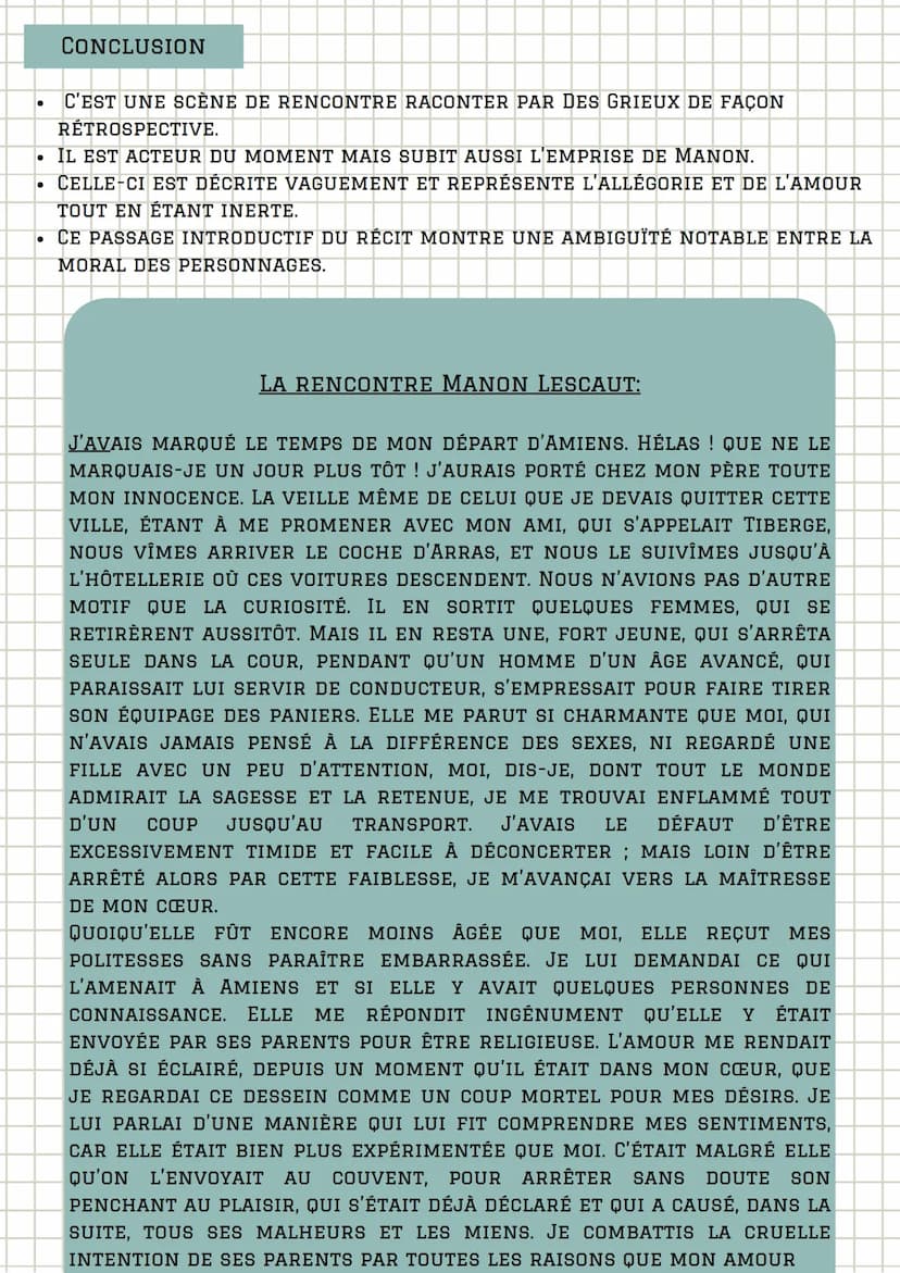 LA RENCONTRE AMOUREUSE
TEXTE 9. Manon Lescaut
PRÉSENTATION DU TEXTE:
LE TEXTE EST TIRÉ DU ROMAN
"L'HISTOIRE DU CHEVALIER DES
GRIEUX ET DE MA