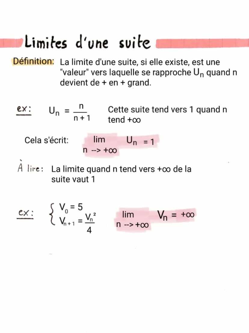 Sens de variation d'une suite
Définition: Une suite est une fonction.
Propriété:
On calcule donc Un+1- Un
* Si c'est supérieur à 0, (Un) est