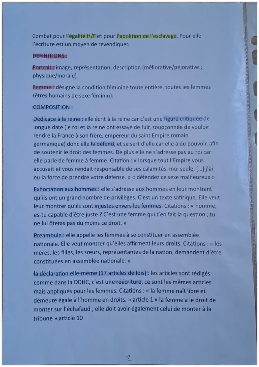 LA DDFC
PARCOURS : écrire et combattre pour l'égalité
ACCROCHES:
- << O de G a été beaucoup de choses dans sa vie : une enfant illégitime,
n