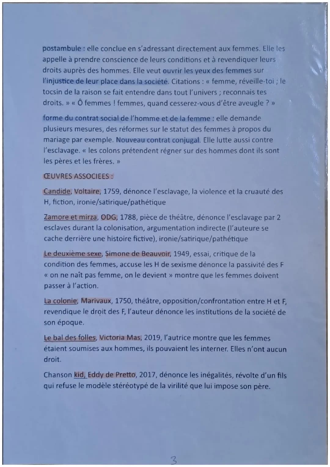 LA DDFC
PARCOURS : écrire et combattre pour l'égalité
ACCROCHES:
- << O de G a été beaucoup de choses dans sa vie : une enfant illégitime,
n