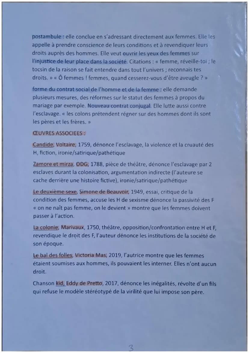 LA DDFC
PARCOURS : écrire et combattre pour l'égalité
ACCROCHES:
- << O de G a été beaucoup de choses dans sa vie : une enfant illégitime,
n