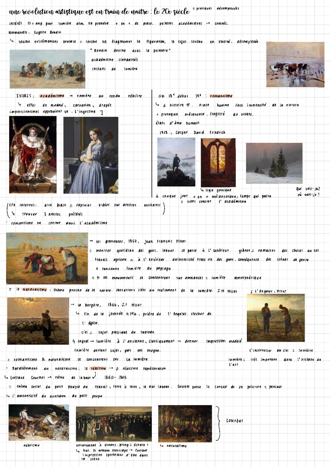 Histoire des arts : romantisme, naturalisme, réalisme