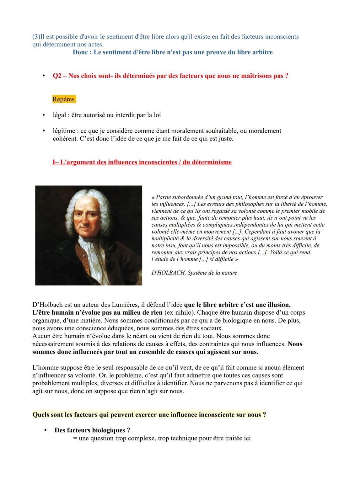 Séquence 2: Philosophie du sujet
Chapitre 3 Le Libre arbitre
Notions conscience, inconscient, liberté
Le libre arbitre c'est décider pour so