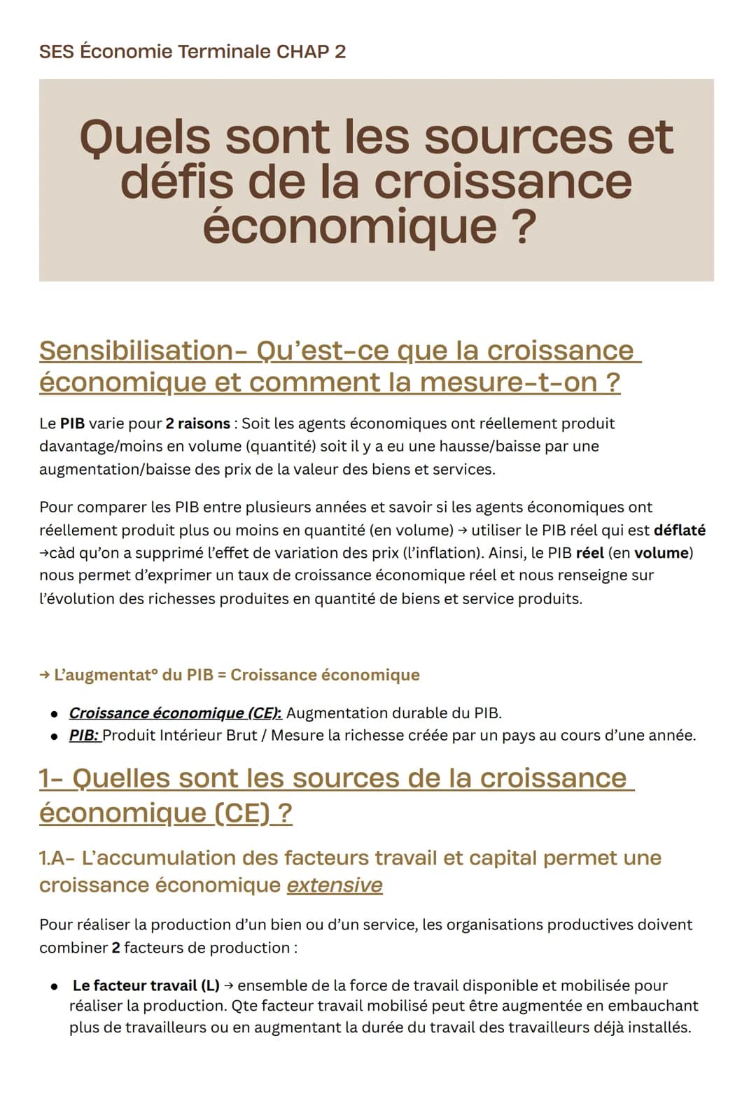 SES Économie Terminale CHAP 2
Quels sont les sources et
défis de la croissance
économique ?
Sensibilisation- Qu'est-ce que la croissance
éco