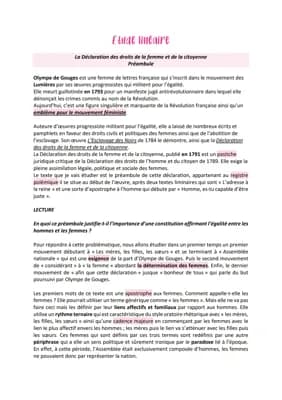 Know Préambule Olympe de Gouges Étude linéaire  thumbnail