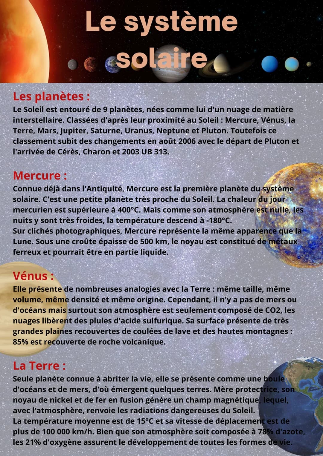 L'Univers
La concepion de l'Univers :
La conception de l'Univers, avant la mise au point de la méthode scientifique,
au XVIIe siècle, relève