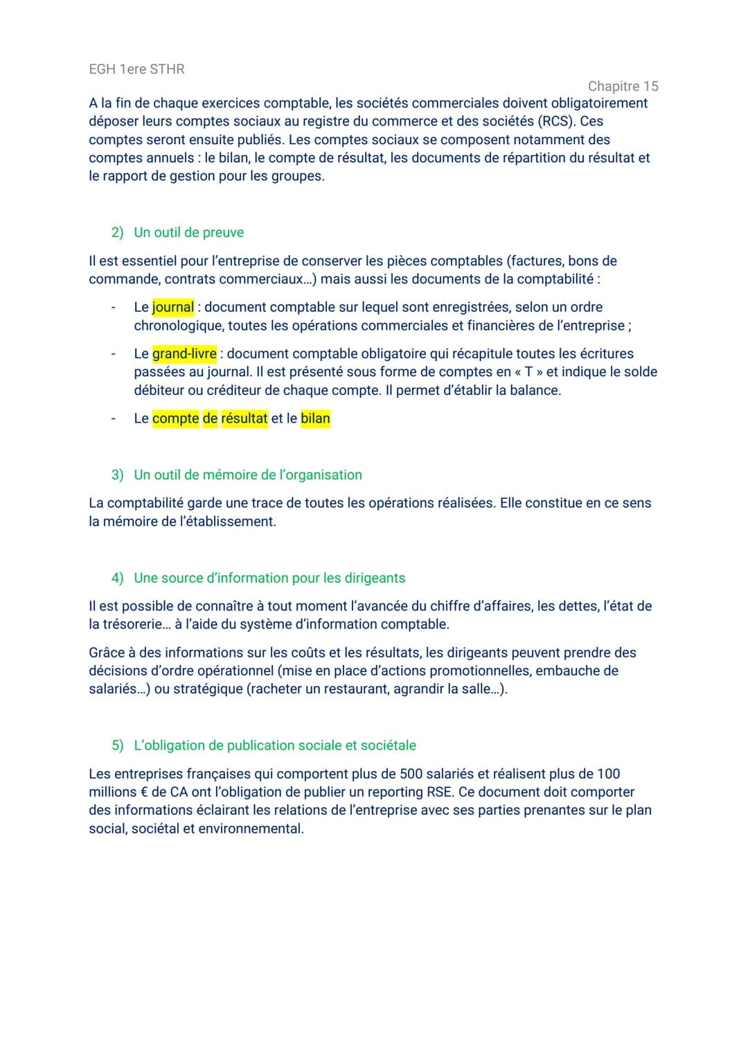 EGH 1ere STHR
1.
Comment et pourquoi traduire les informations comptables liées aux
opérations avec les parties prenantes ?
La traduction da