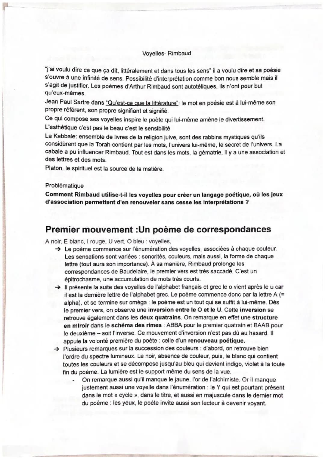 Voyelles- Rimbaud
"j'ai voulu dire ce que ça dit, littéralement et dans tous les sens" il a voulu dire et sa poésie
s'ouvre à une infinité d