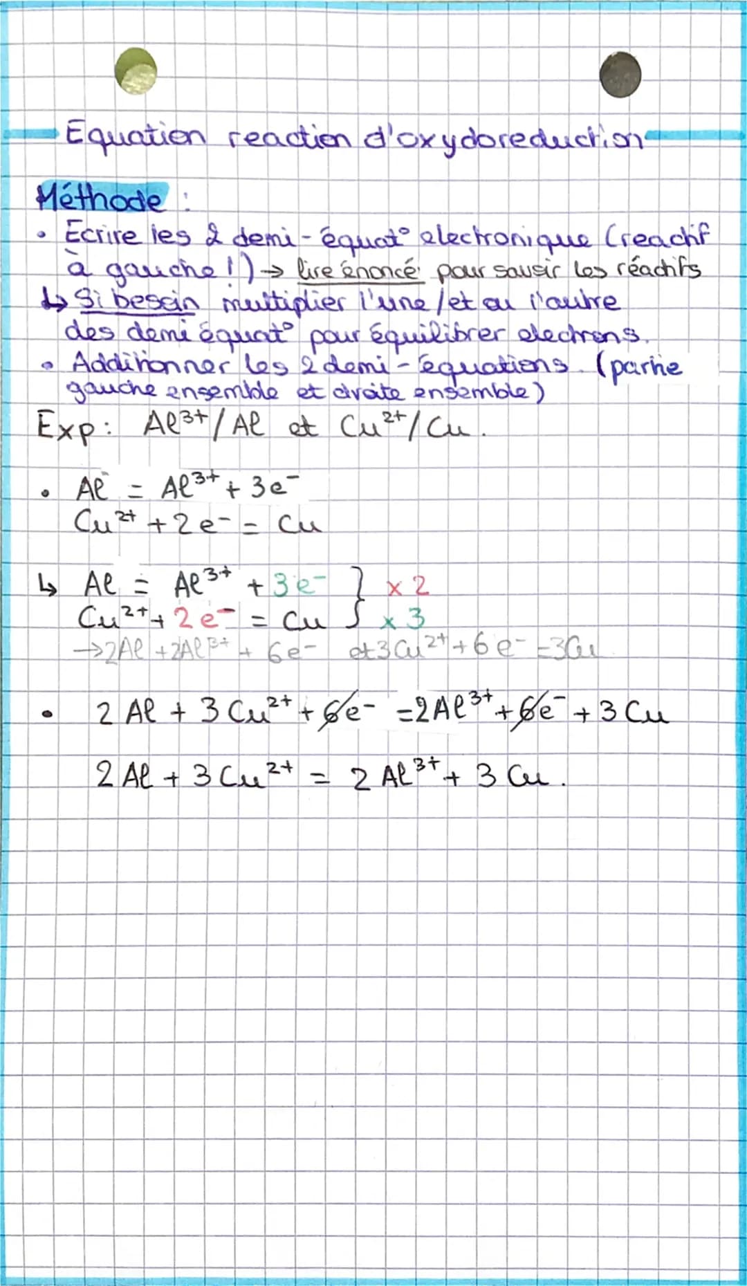 Oxydant: espèce chimique → capte electron(s)
Réducteur: espèce chimique cède electron (3)
Couple oxydant / reducteur est constitué de
deux e