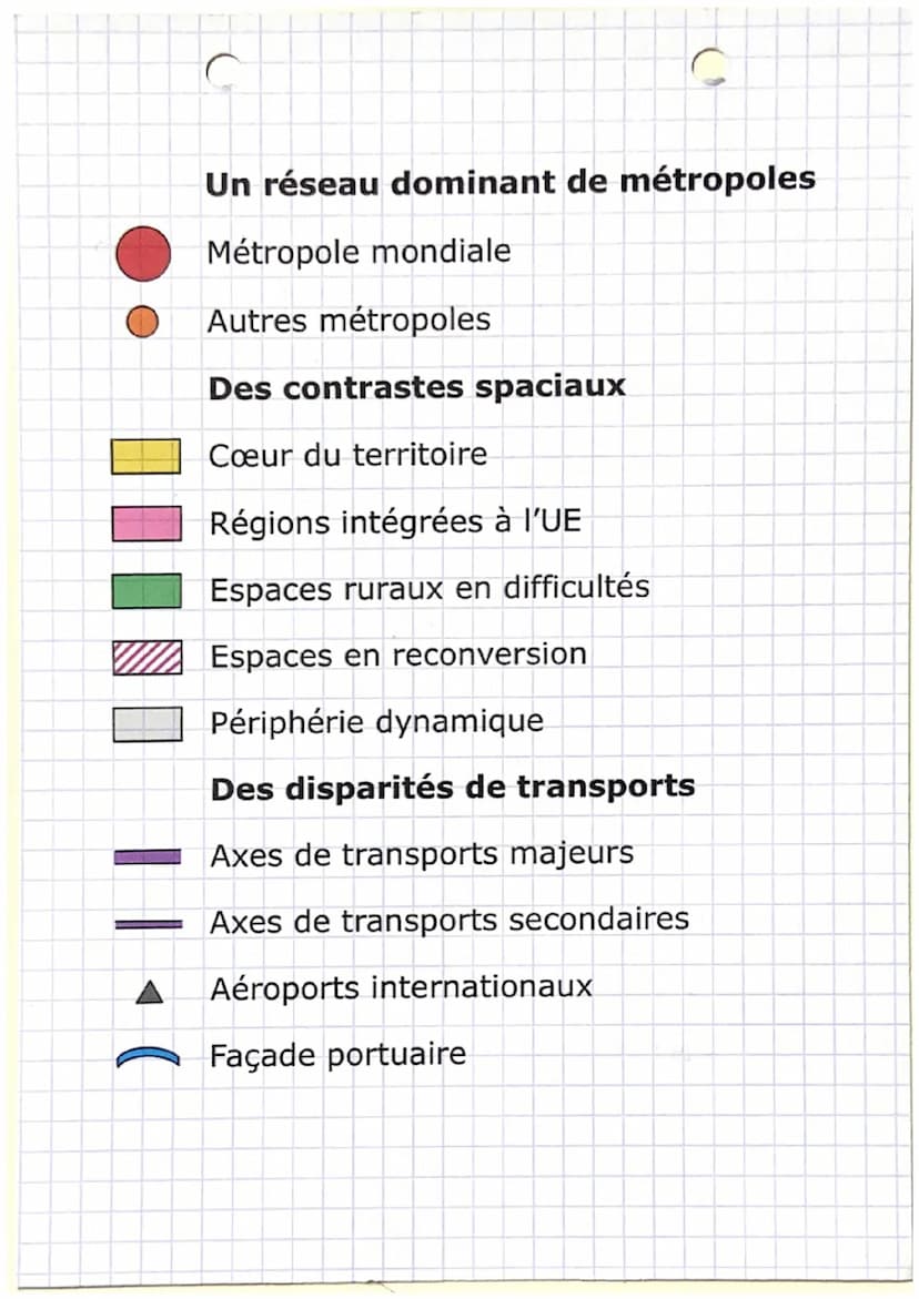 C
C D
Un réseau dominant de métropoles
Métropole mondiale
Autres métropoles
Des contrastes spaciaux
Cœur du territoire
Régions intégrées à l