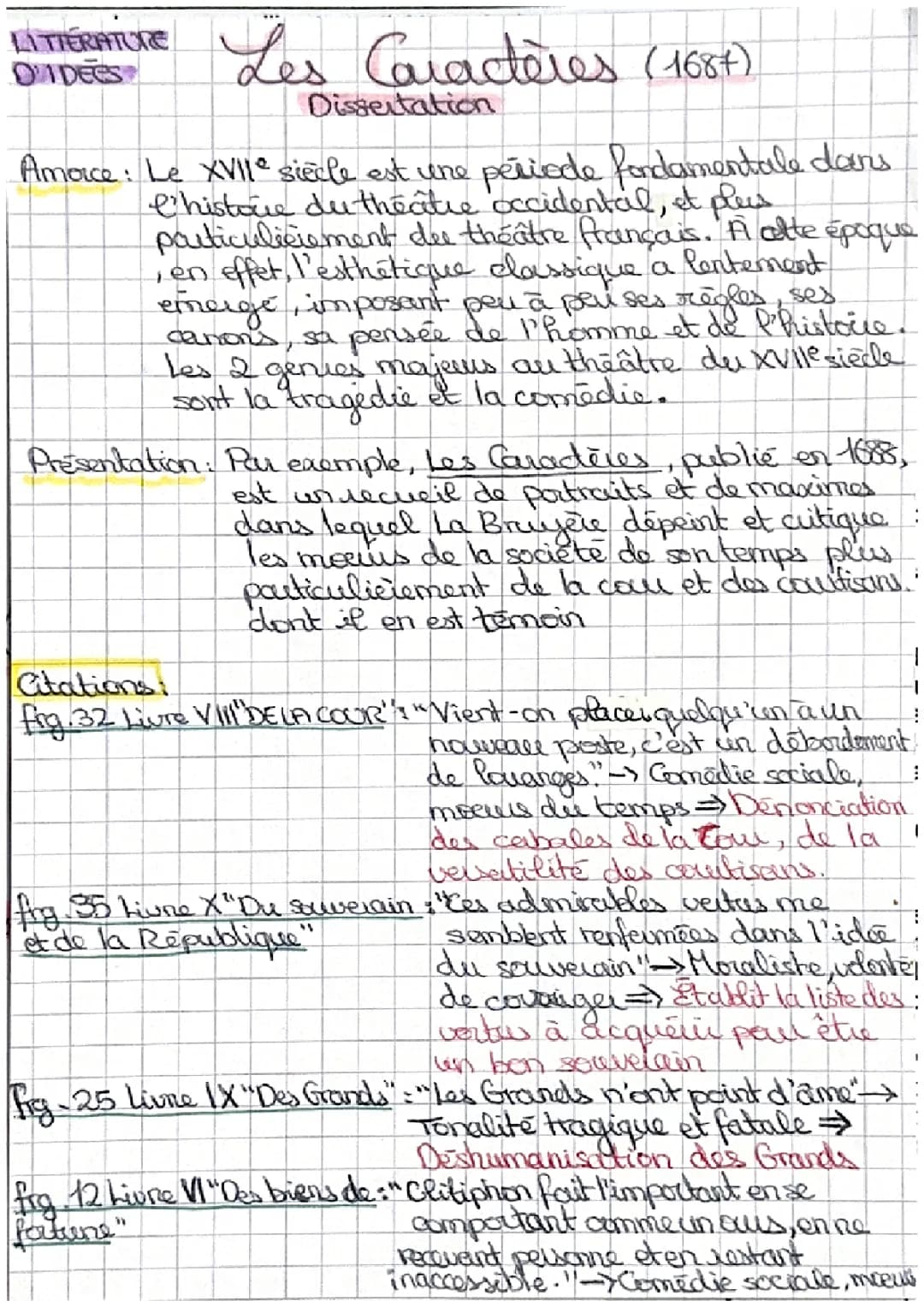Les Caractères de La Bruyère: Résumé et Dissertation pour Enfants