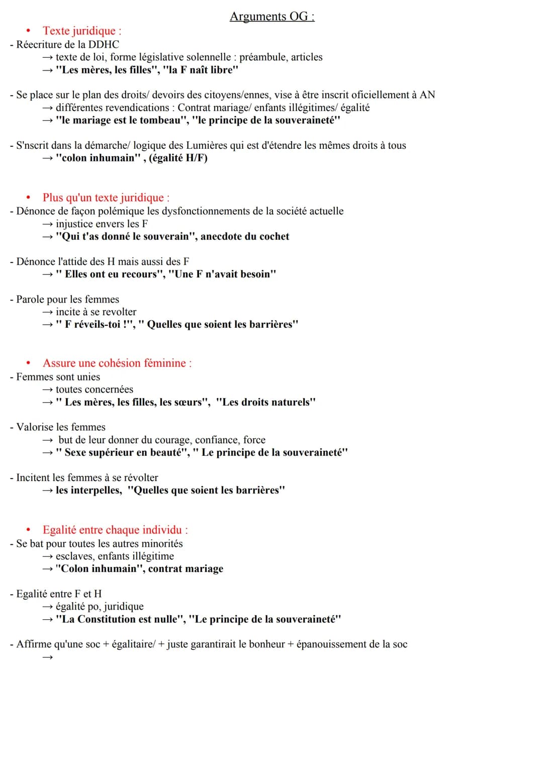 Texte juridique :
Réecriture de la DDHC
→ texte de loi, forme législative solennelle : préambule, articles
→ "Les mères, les filles", "la F 