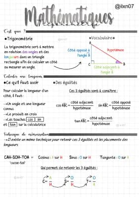 Know MATHEMATIQUES trigonométrie, calculer une longueur et un angle dans un triangle rectangle thumbnail