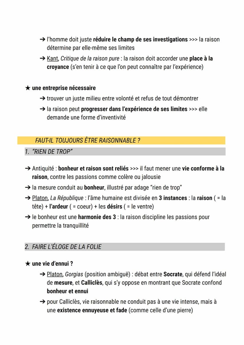 La raison
définition raison:
1. faculté de distinguer le vrai du faux, le bien du mal
2. ce qui permet d'expliquer ou de justifier un phénom