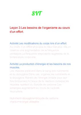 Know leçon 3:les besoins de l’organisme au cours d’un effort  thumbnail