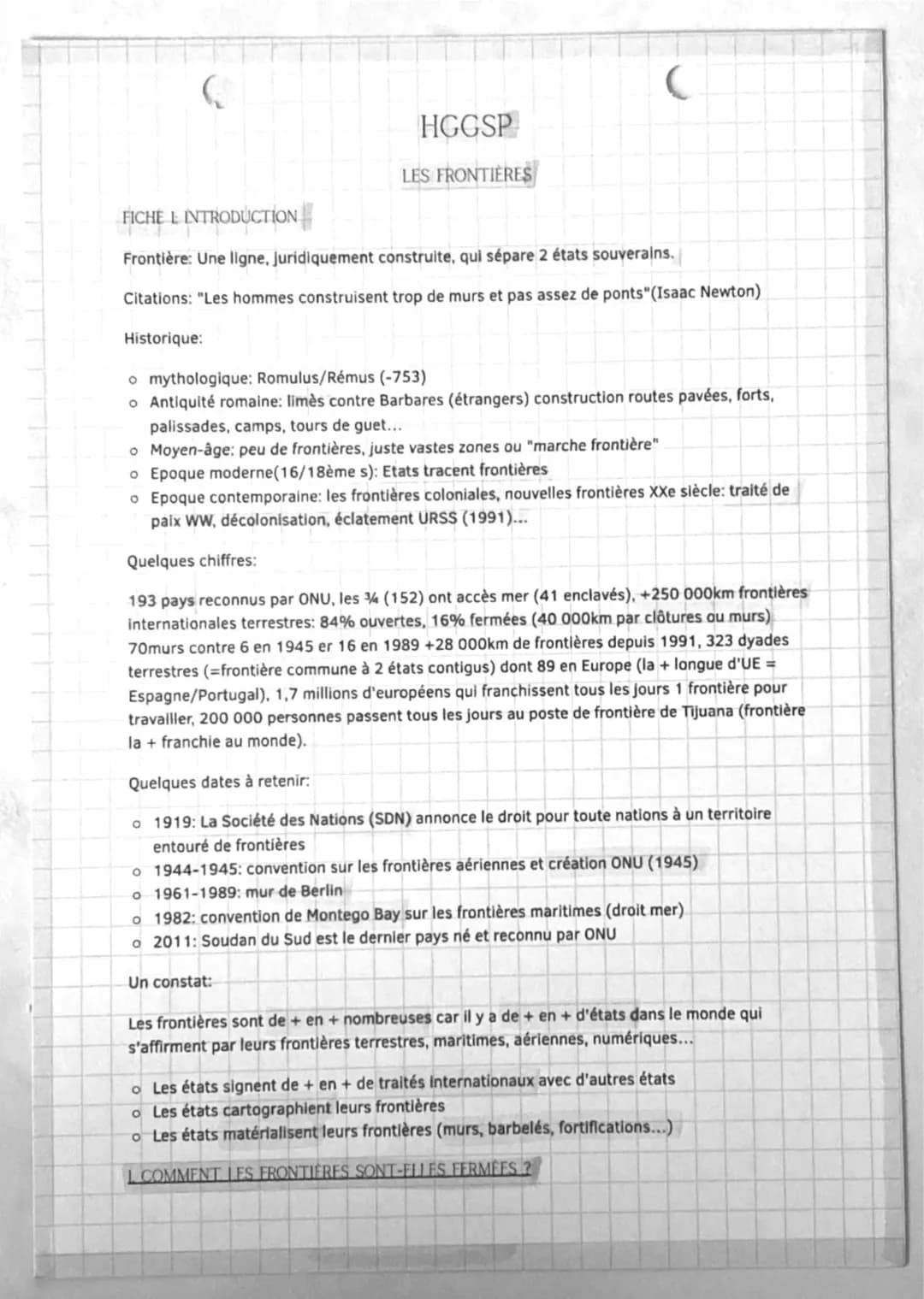 Hggsp 1ère G : Les frontières 
