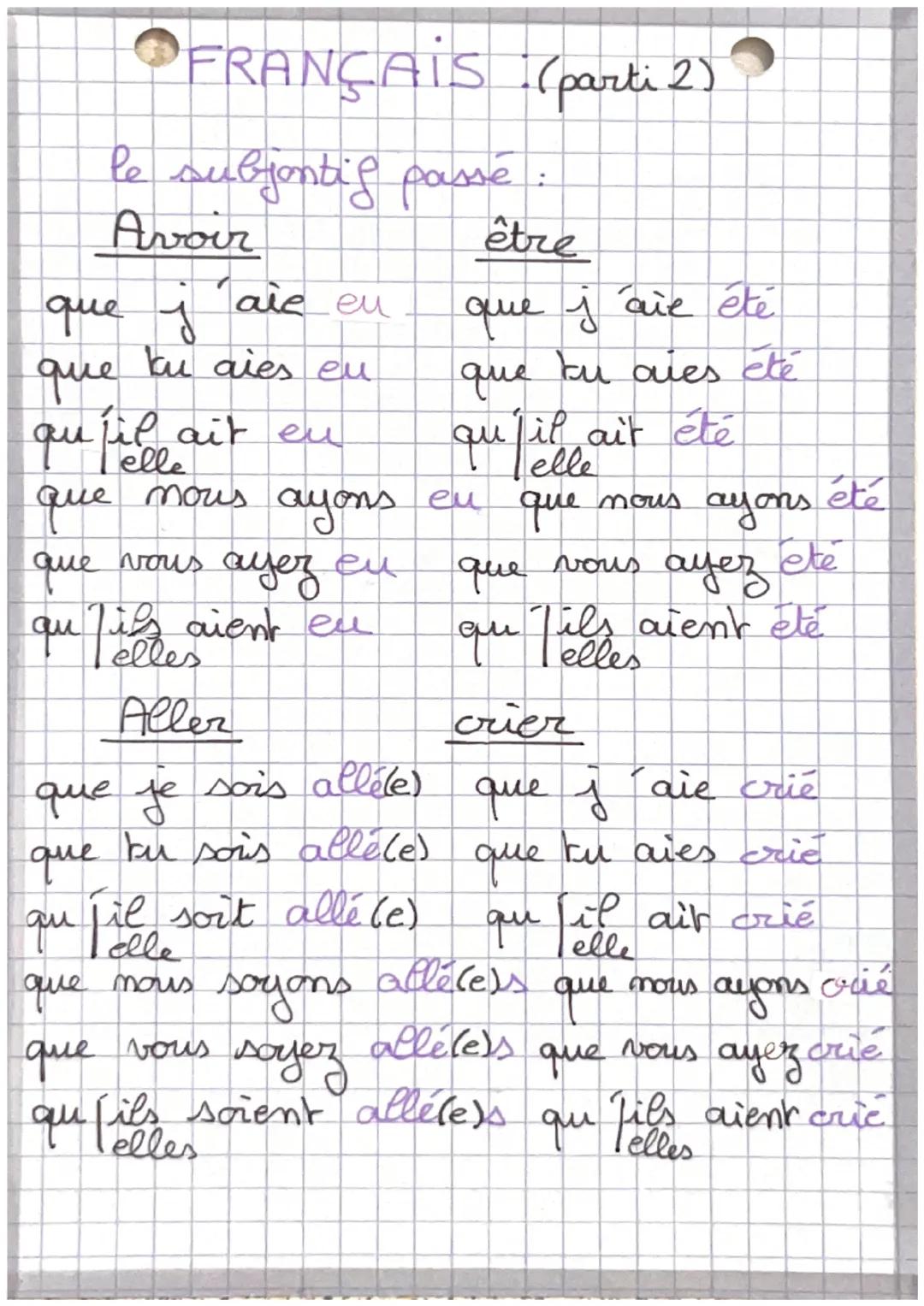 FRANÇAIS (parti 1)
le subjonchif présent.
Avoir
que & are
que tu aies
qu'il aut
elle
que nous ayons que nous soyons
vous soyez
être
que je s