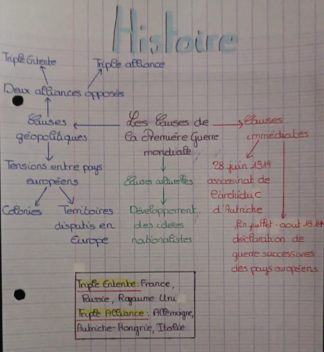 Triple Gutente
Histoire
Triple alliance
Deux alliances opposés
↑
Causes
géopolitiques
↓
Tensions entre pays
euroéens
Causes
Les Causes de
Ca