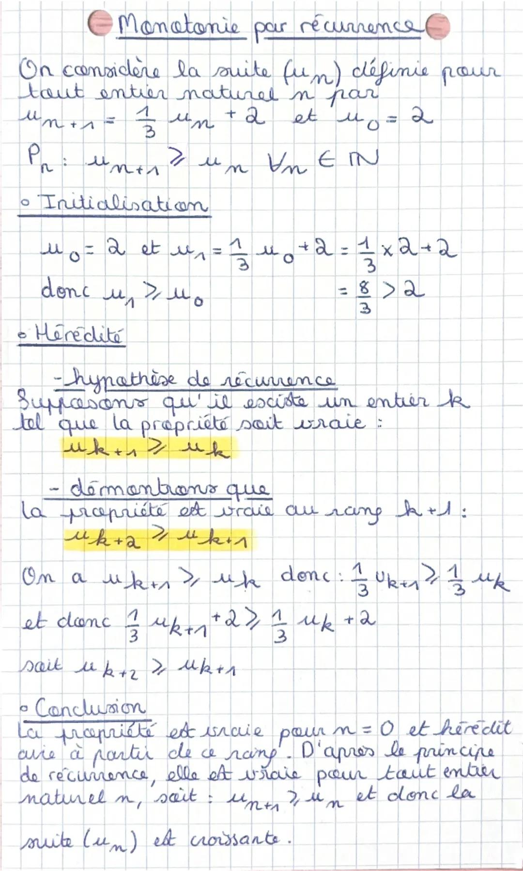 Raisonnement par
récurrence
Methode de redaction
On considère la suite (un) définie
pour tout entier natural n par
un+1 = un + 2n + 3
Lu
0
P