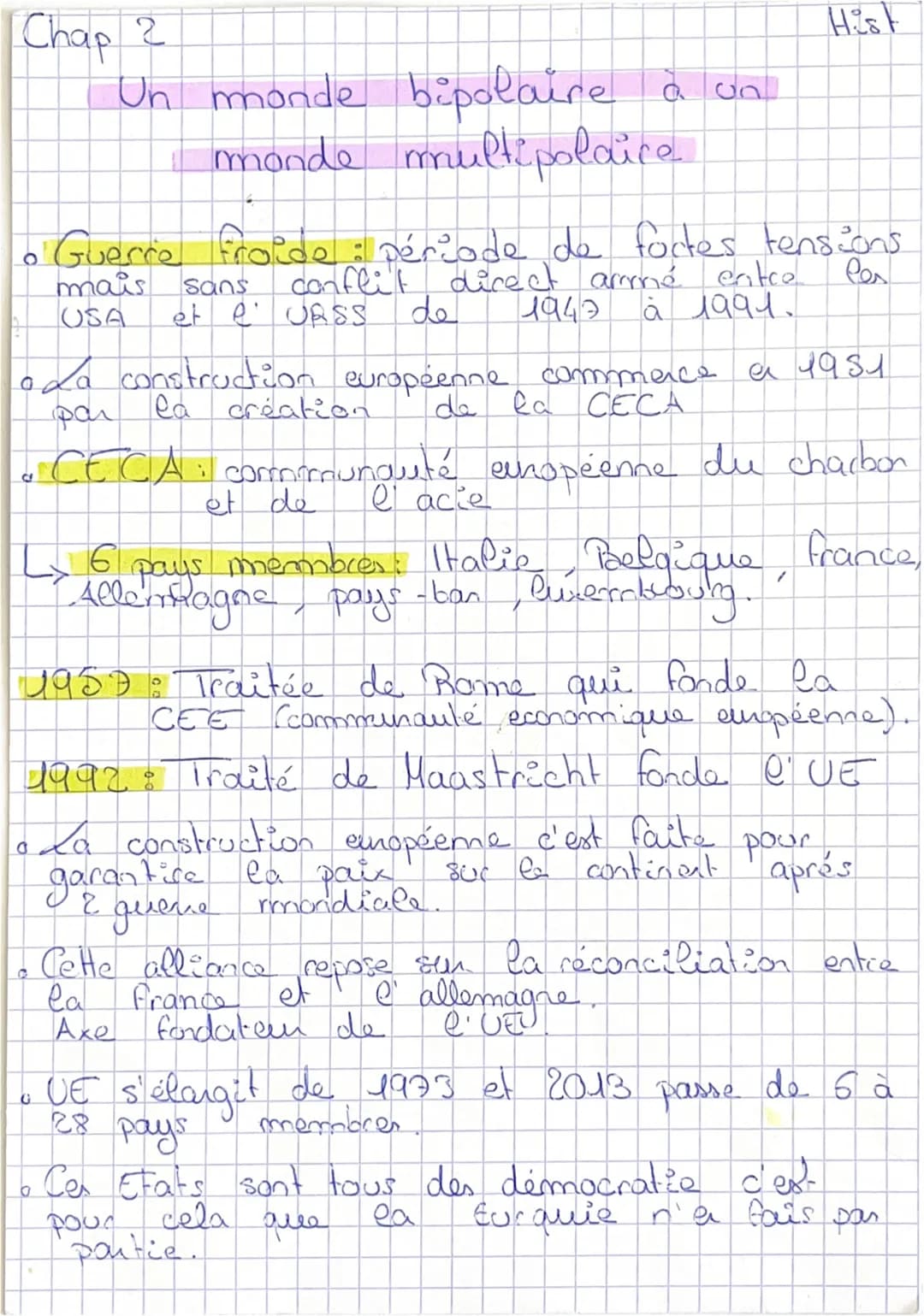 Chap 2
Un monde
monde
1
bipolaire
multipolaire
un
。 Guerre froide: période de factes tensions
sans
conflit direct armé entre
et e URSS
1942 