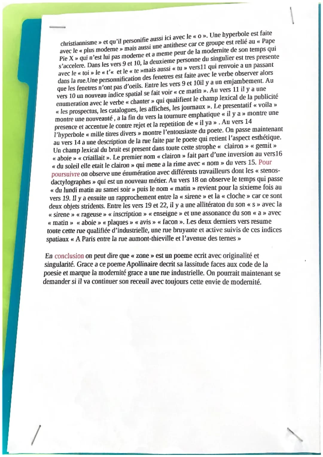Explication lineaire 1 ZONE
intro : Aujourd'hui je vais vous présenter un poème d'Apollinaire (personnage du
20eme siecle). Il est considéré