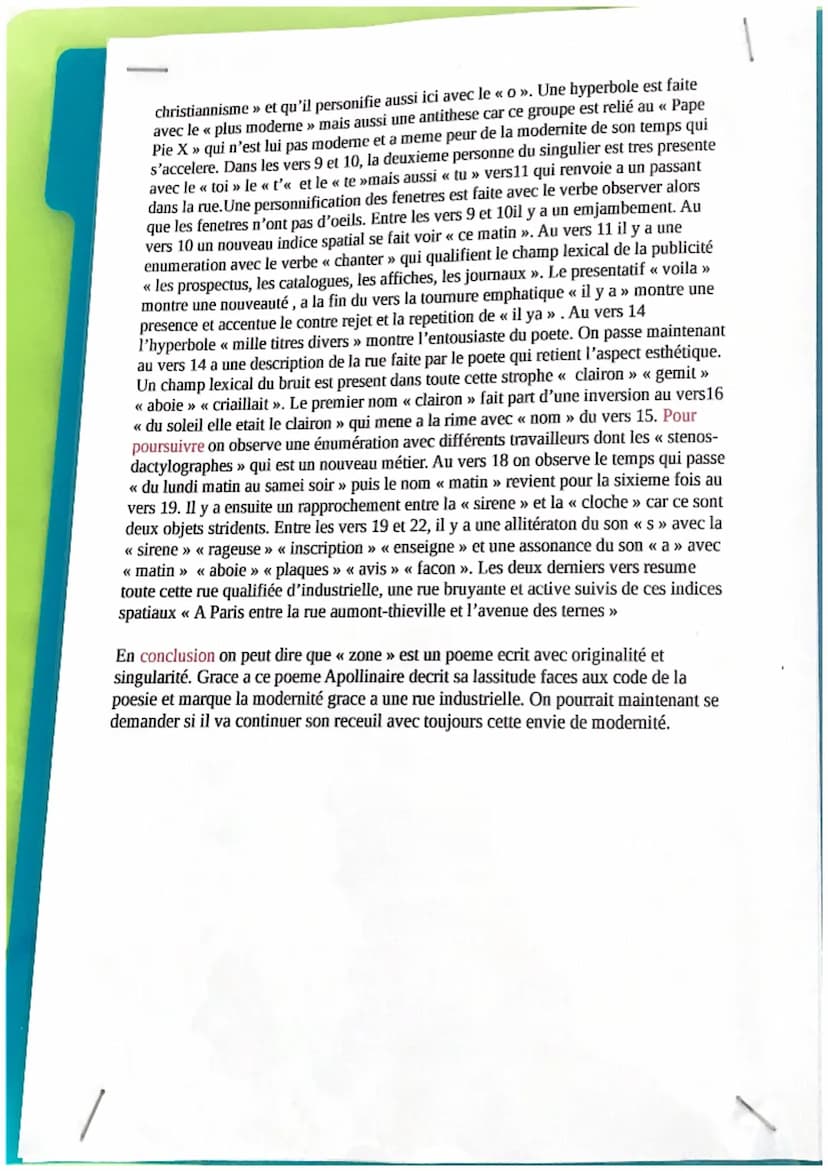 Explication lineaire 1 ZONE
intro : Aujourd'hui je vais vous présenter un poème d'Apollinaire (personnage du
20eme siecle). Il est considéré
