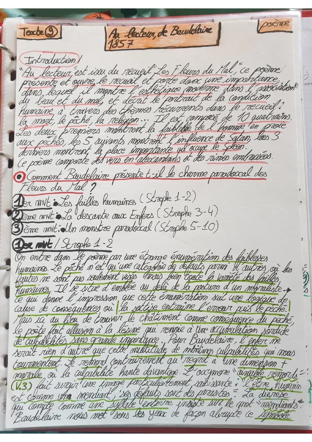 Texte 9 , Au lecteur , Baudelaire 