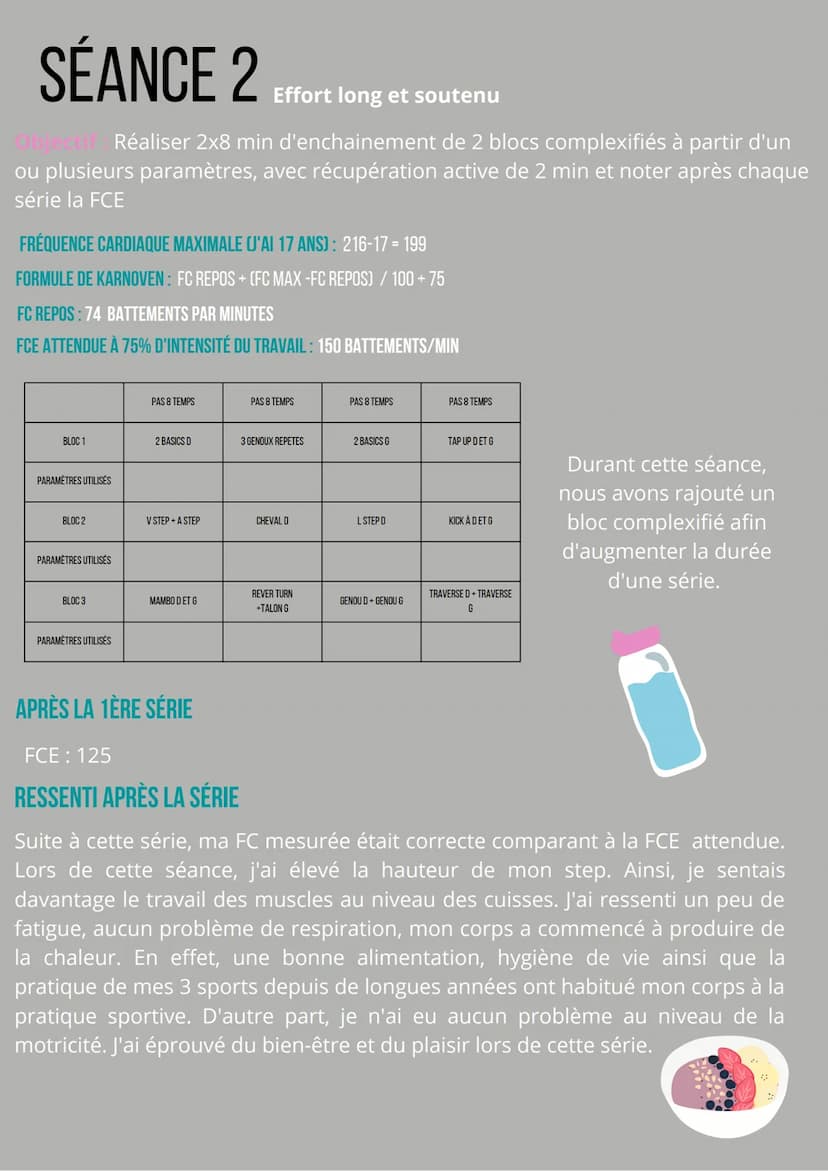 CARNET
D'ENTRAINEMENT
LOLA PATROUILLAULT / ANNÉE 2021-2022
O SÉANCE 1
Effort court et intense
Objectif Réaliser 2x4 min d'enchainement de 2 