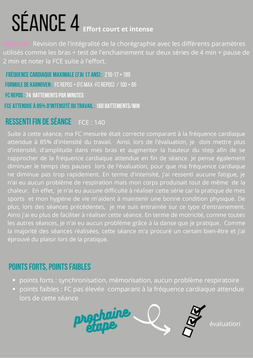 CARNET
D'ENTRAINEMENT
LOLA PATROUILLAULT / ANNÉE 2021-2022
O SÉANCE 1
Effort court et intense
Objectif Réaliser 2x4 min d'enchainement de 2 