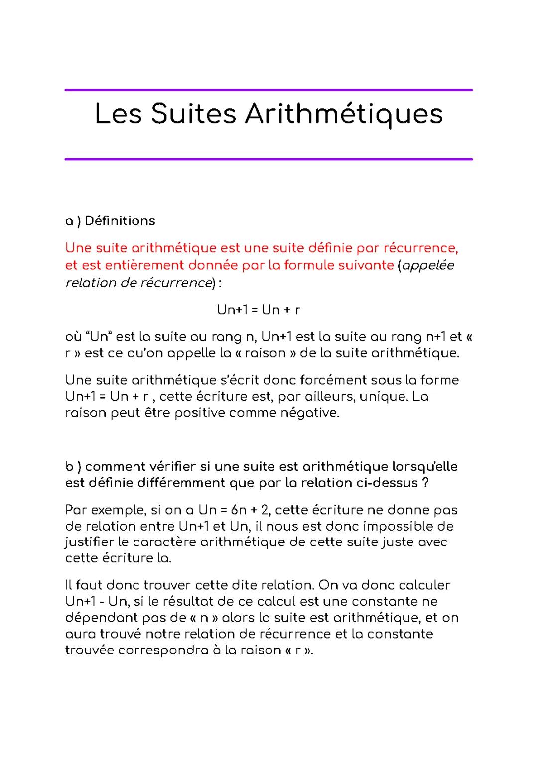 Exercice Corrigé Suite Arithmétique Bac Pro PDF - CCF Math