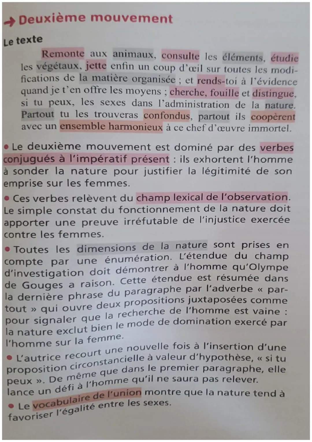 21 L'explication linéaire
5
<<< Les droits de la femme >>
Homme, es-tu capable d'être juste ? C'est une femme qui
t'en fait la question; tu 