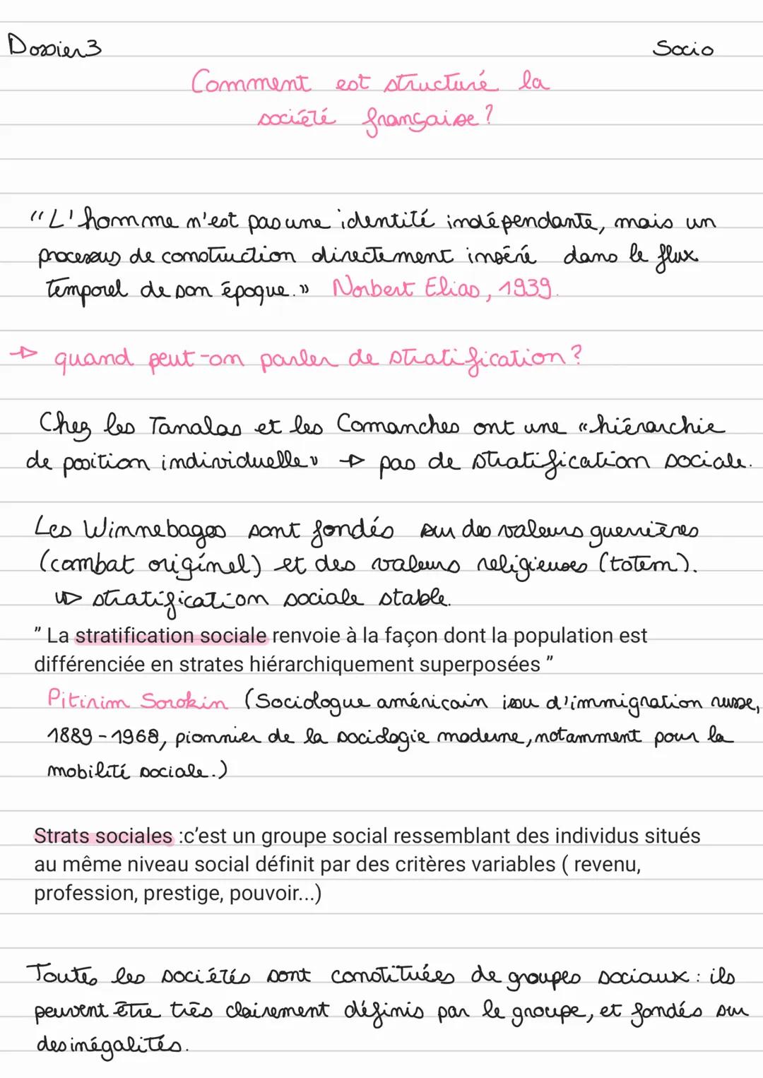 Dossier 3

Socio

4

Comment est structuré la
société française?

"L'homme n'est pas une identité indépendante, mais un
processus de comotru