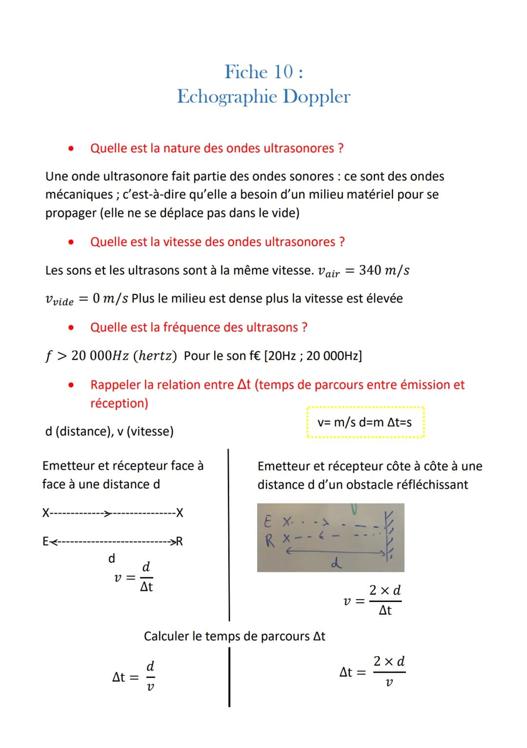 Quelle est la nature des ondes ultrasonores ?
Une onde ultrasonore fait partie des ondes sonores : ce sont des ondes
mécaniques; c'est-à-dir