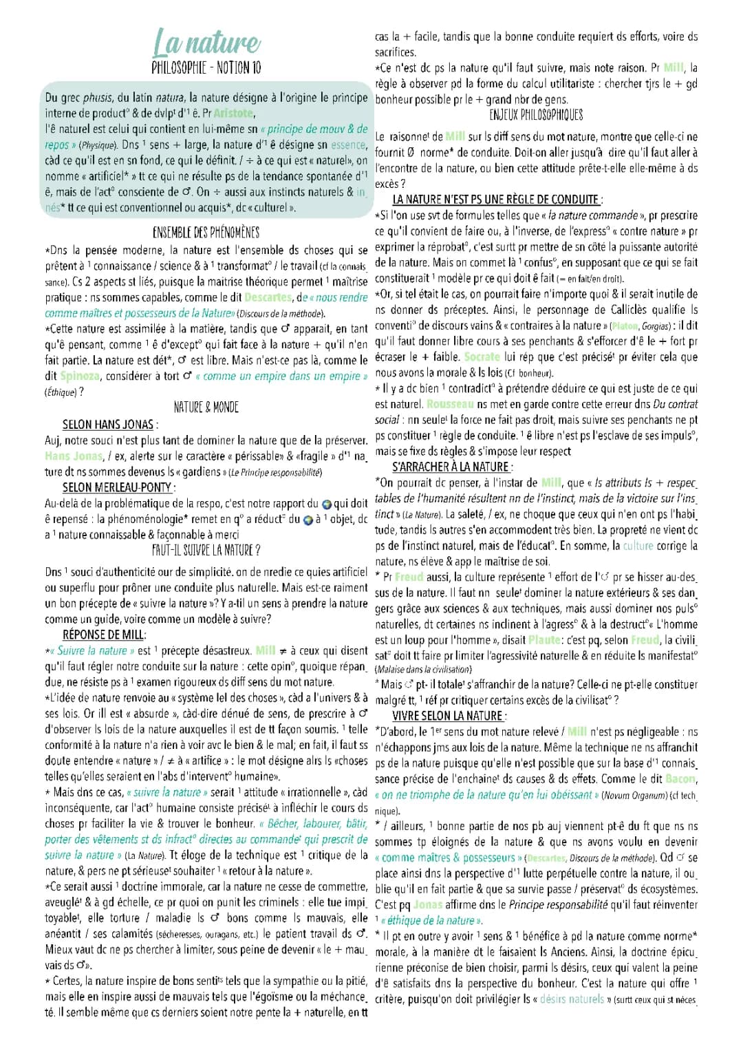 Découvre la nature en philosophie - PDF et fiches terminale