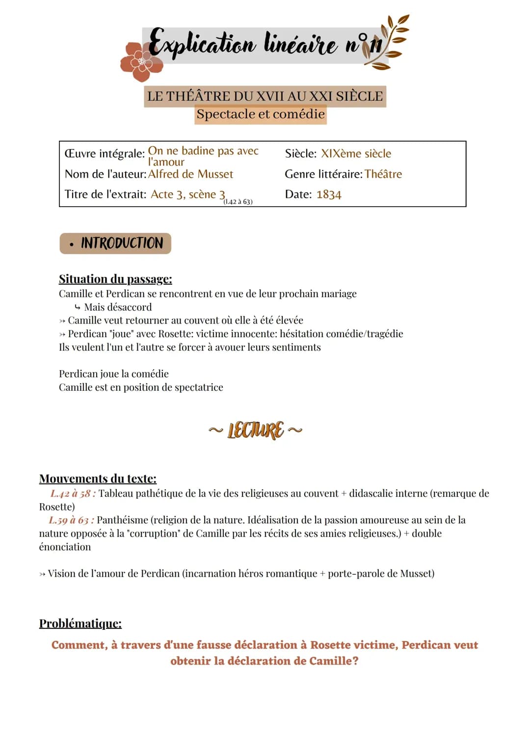 Explication linéaire "On ne badine pas avec l'amour" 