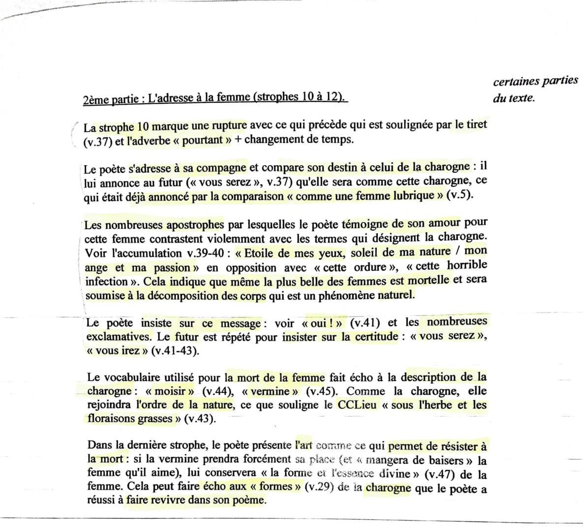 Explication linéaire « Une Charogne »
Méthode:
1ère partie : La description de la charogne (strophes 1 à 9)
On explique le
Le poème s'ouvre 