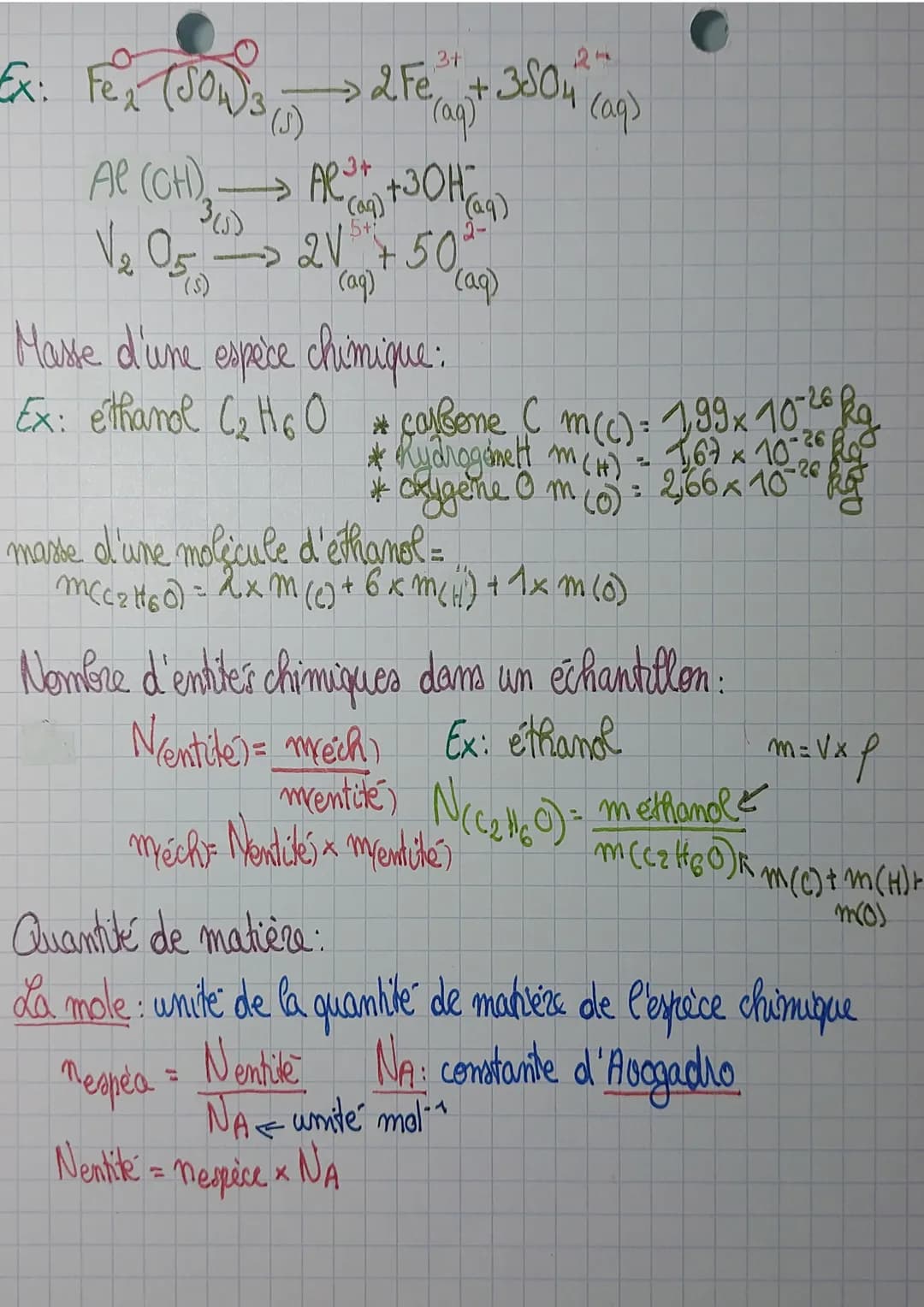 Physique
•ConstitutioN DE LA MATIERE
Espèce chimique: omemble d'entiles chimiques identiques, des
physiques
permettent de caractériser le ke