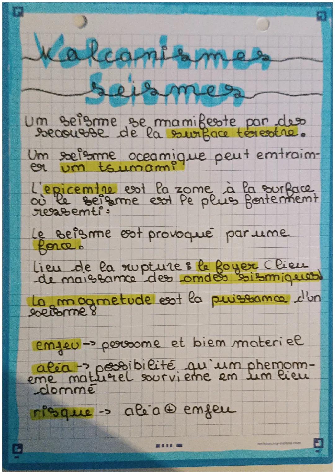 Volcanisme et séisme 