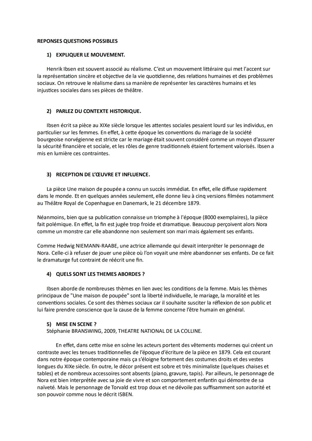# UNE MAISON DE POUPEE - PRESENTATION

INTRODUCTION:

Une maison de poupée est une pièce de théâtre dramatique réalisée par le plus grand
dr