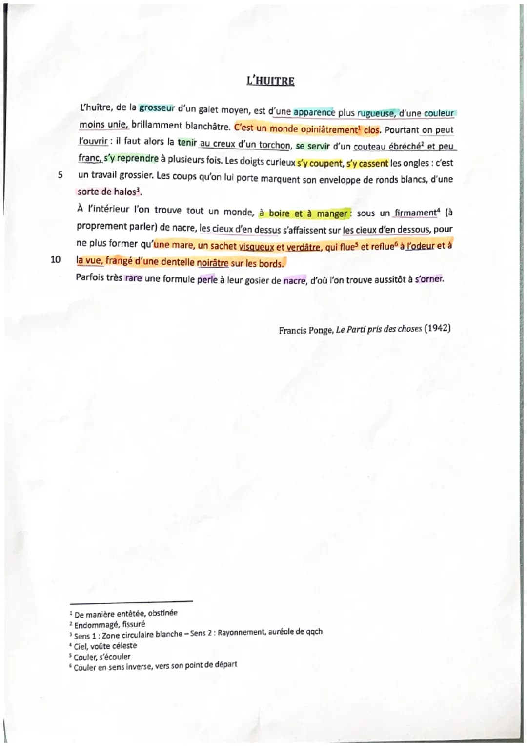 Texte Bac n°19
Francis Ponge était un célèbre poète français du XXe siècle, connu pour son style d'écriture
unique explorant la relation ent