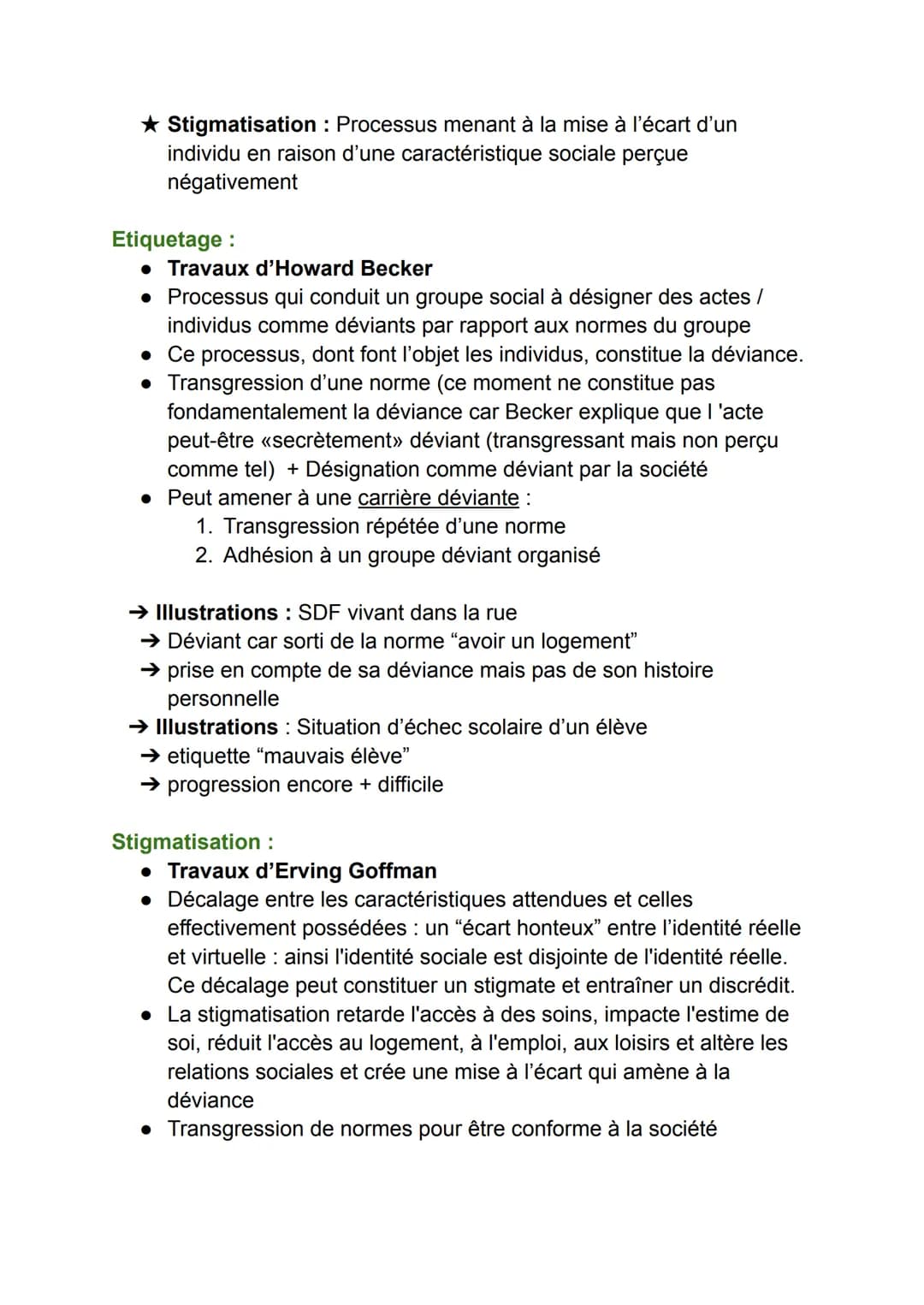 DS de sociologie - SES
Chapitre 3 : Processus sociaux menant à la déviance
Problématique du chapitre : Quels sont les processus sociaux qui
