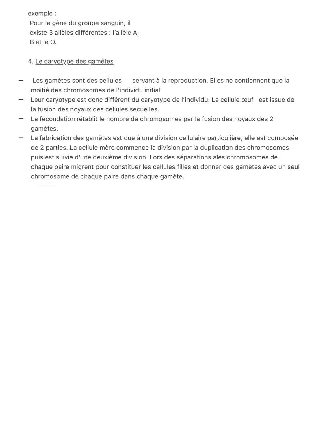 Fiche Révisions
Sciences
Génétique
1. Caractères et variations de l'espèce
exemple:
Chaque caractère peut représenter des variations individ