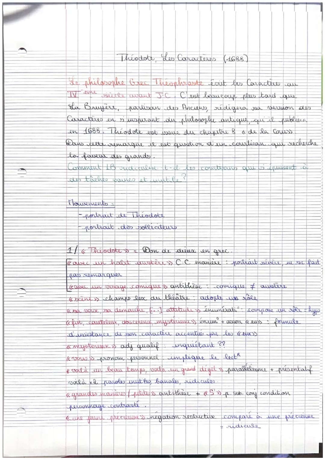 11
Théodote Les Caracteres (1688)
siecle avant J.C
de philosophe Grec Theophraste écrit les Caractère au
C'est beaucoup plus tard que
La Bru
