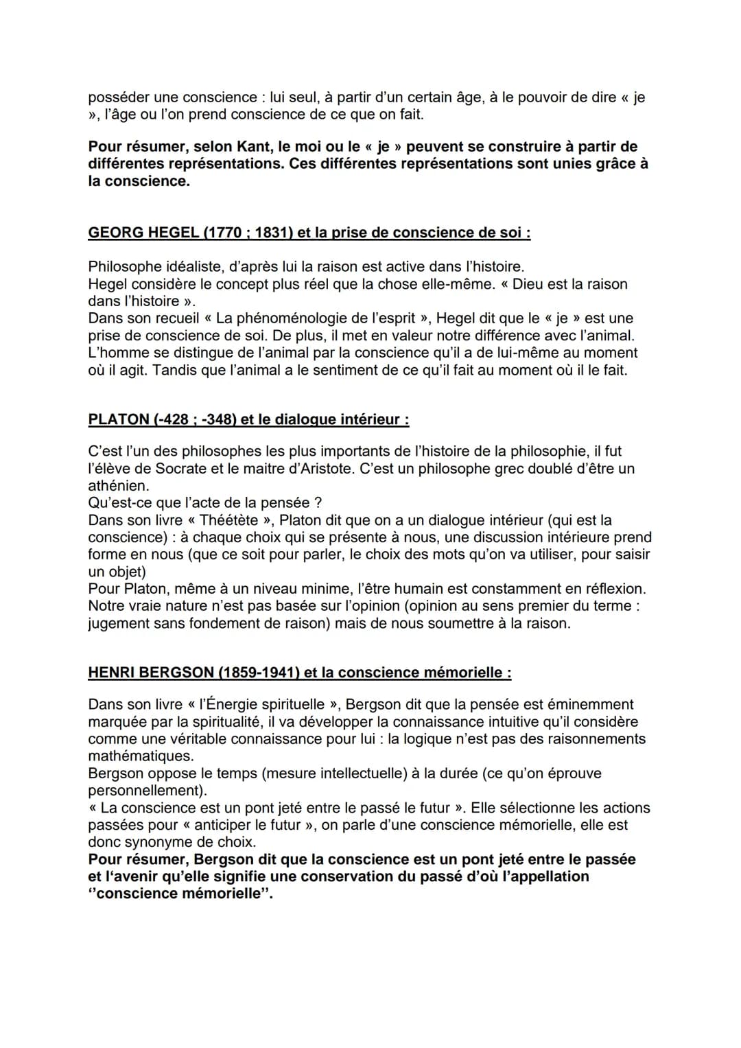 LA CONSCIENCE
La notion de conscience renvoie à deux grandes significations. D'une part, la
conscience peut être comprise comme conscience d