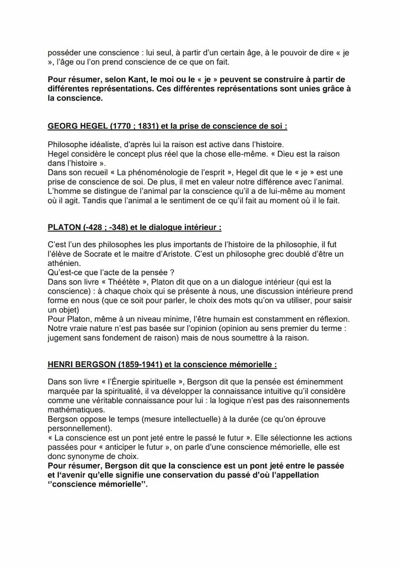 LA CONSCIENCE
La notion de conscience renvoie à deux grandes significations. D'une part, la
conscience peut être comprise comme conscience d