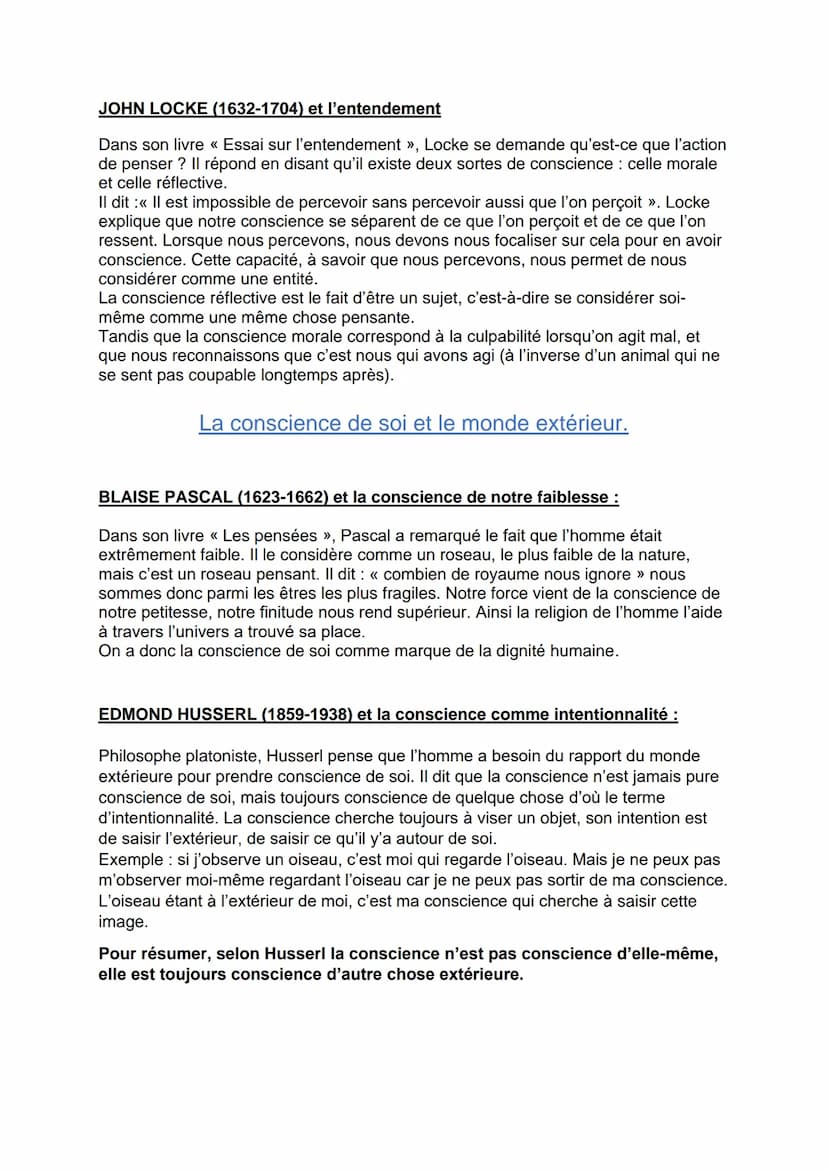 LA CONSCIENCE
La notion de conscience renvoie à deux grandes significations. D'une part, la
conscience peut être comprise comme conscience d