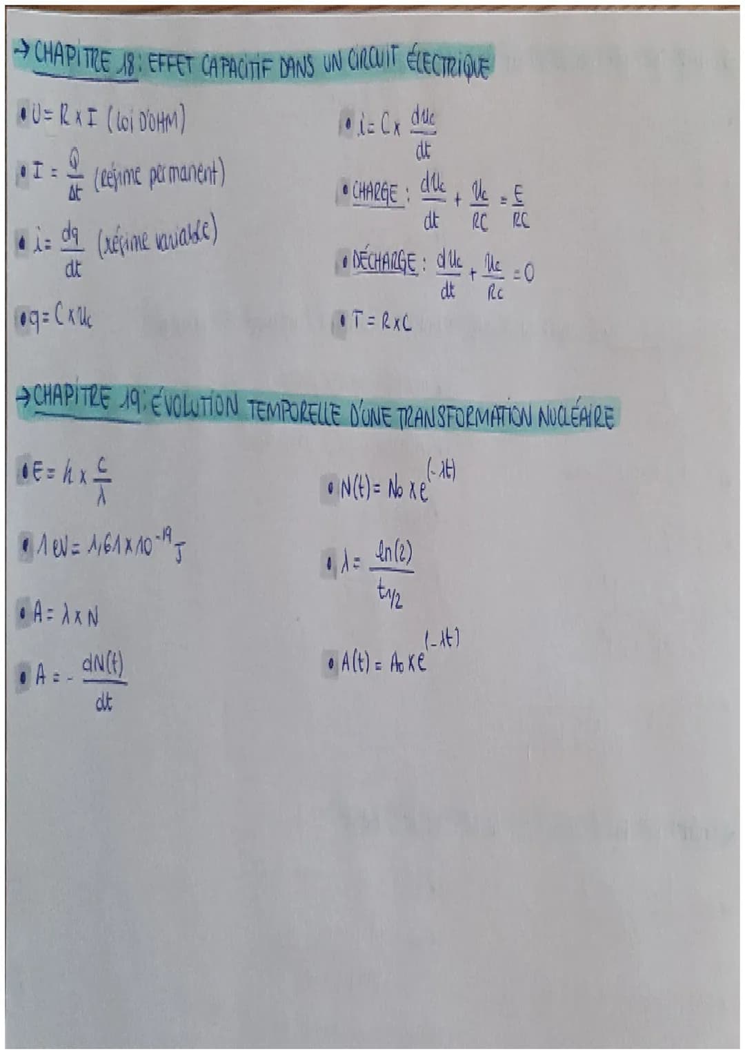 FORMULES
→CHAPITRE ONDES PROGRESSIVES ET EFFET DOPPLER
1
ло вод
Iserhe
Ientrée
T = tf-ti
v=d
T
•~ = 수
P
• I =
S
L= 10 log
log ()
A=Lsartie L