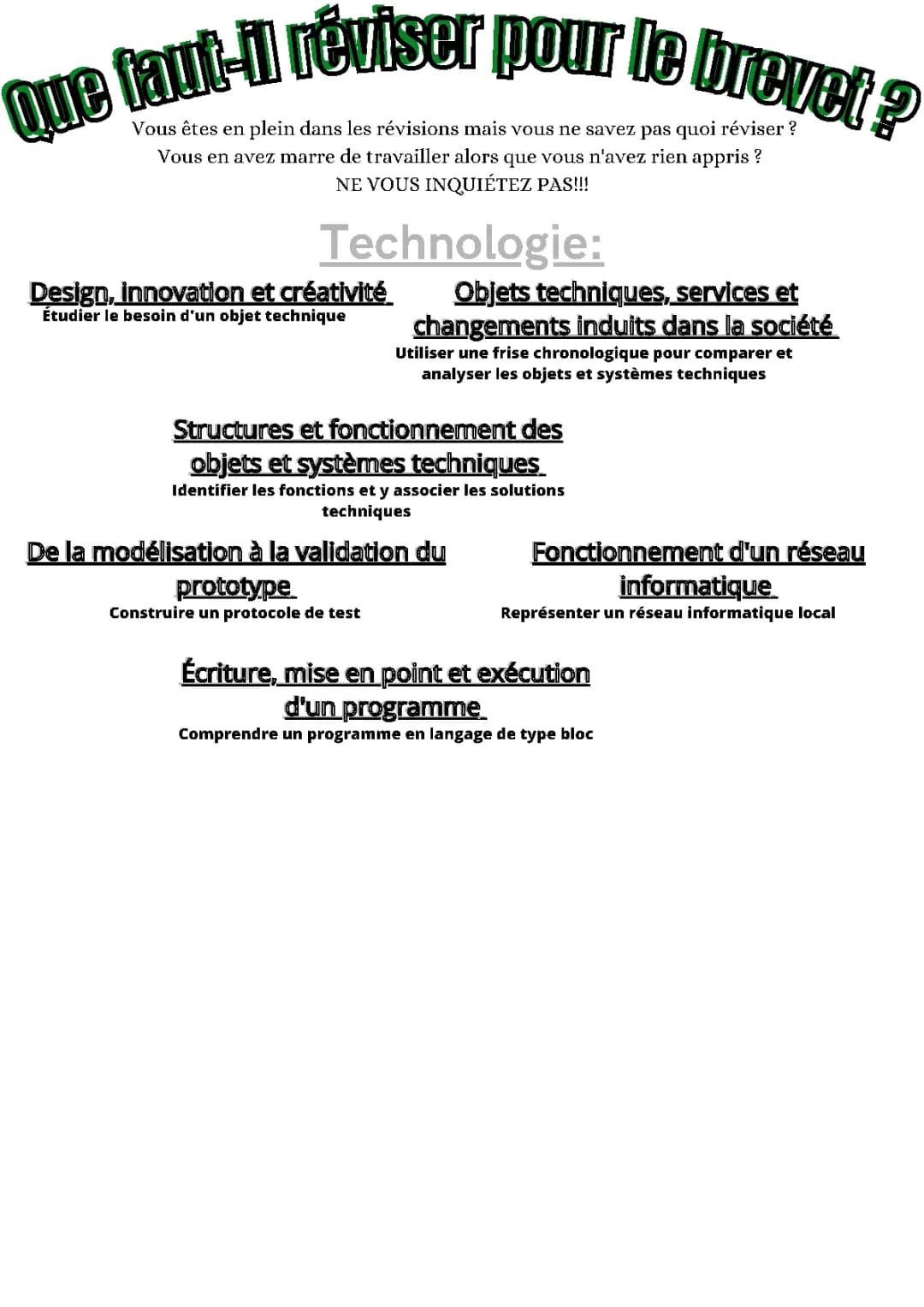 Que faut il réviser pour le brevet de technologie 